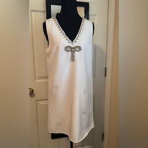TCEC White Embellished Dress Size Small